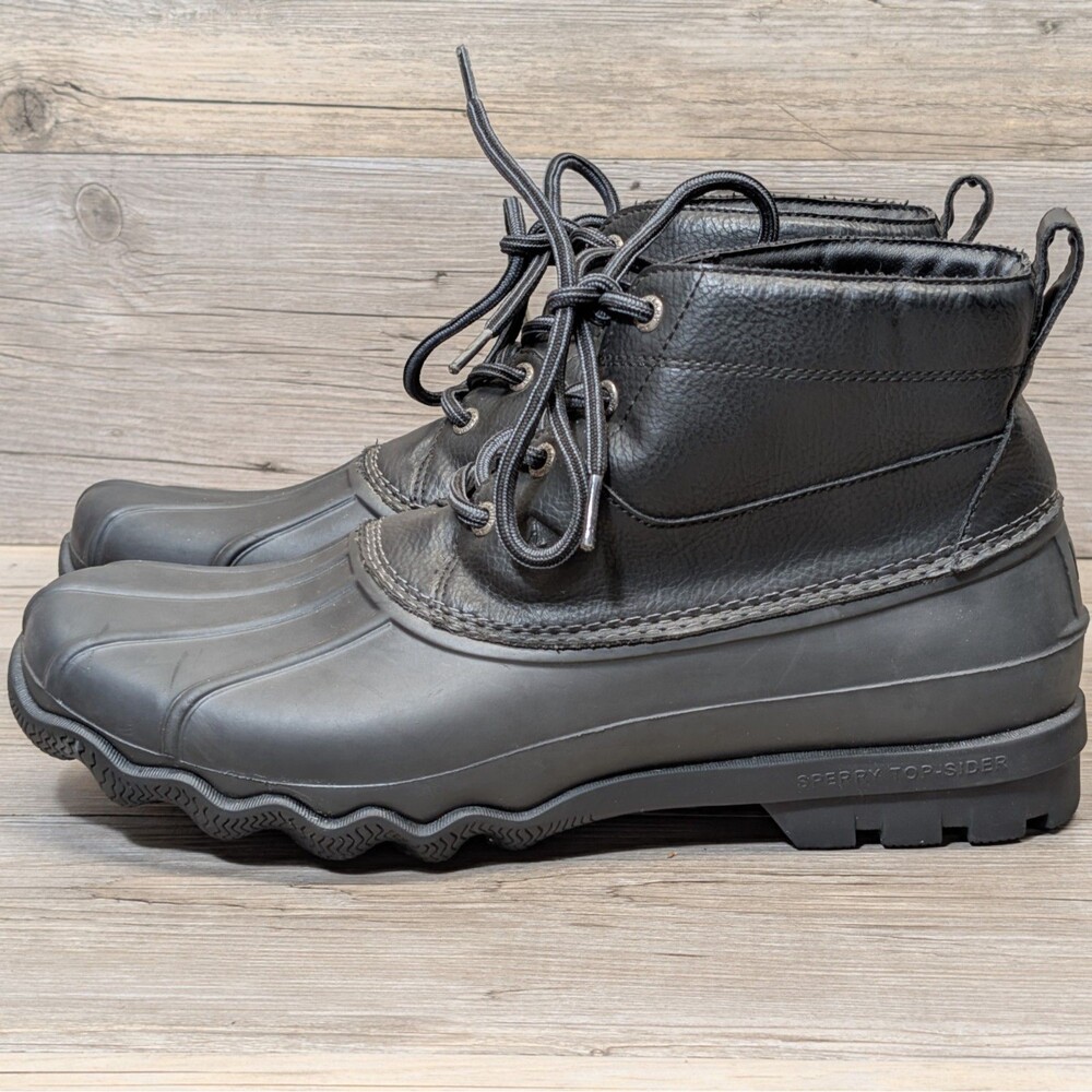 [STS22945] Sperry Top-Sider Men's Avenue Duck Boots Black Waterproof Size 10.5